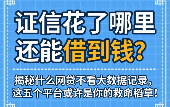 征信花了哪里还能借到钱？揭秘什么网贷不看大数据记录，这五个平台或许是你的救命稻草！