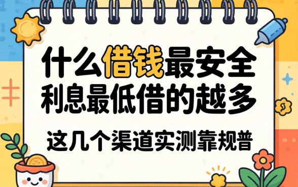 揭秘什么借钱最安全利息最低借的最多正规的，这几个渠道实测靠谱