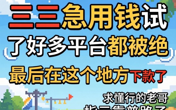 大三急用钱试了好多平台都被拒,最后在这个地方下款了,求懂行的老哥指点靠谱路子!