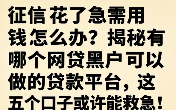 征信花了急需用钱怎么办？揭秘有哪个网贷黑户可以做的贷款平台，这五个口子或许能救急！