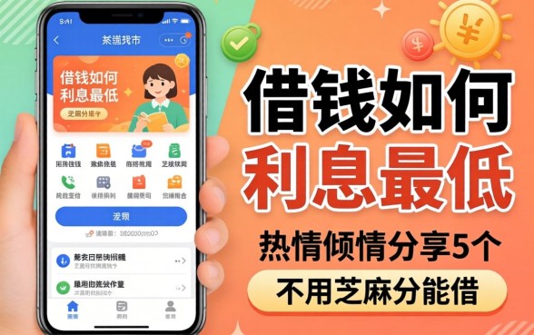 手机借钱如何利息最低，倾情分享5个不用芝麻分能借的平台