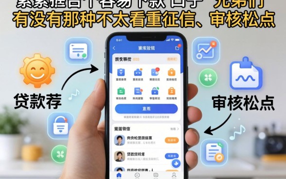 手头紧想找个容易下款的口子，兄弟们有没有那种不太看重征信、审核松点的贷款软件推荐？