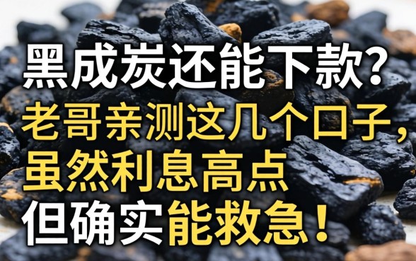 征信黑成炭还能下款？老哥亲测这几个口子，虽然利息高点但确实能救急！