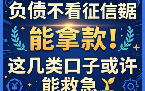 无视负债不看征信数据能拿款的，这几类口子或许能救急