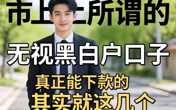 我试了市面上所谓的无视黑白户口子,发现真正能下款的其实就这几个