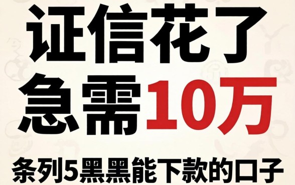 征信花了急需10万，条列5个黑户能下款的口子