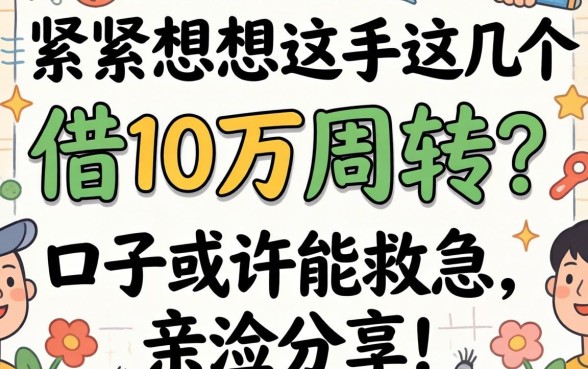 手头紧想借10万周转？这几个口子或许能救急，亲测分享！