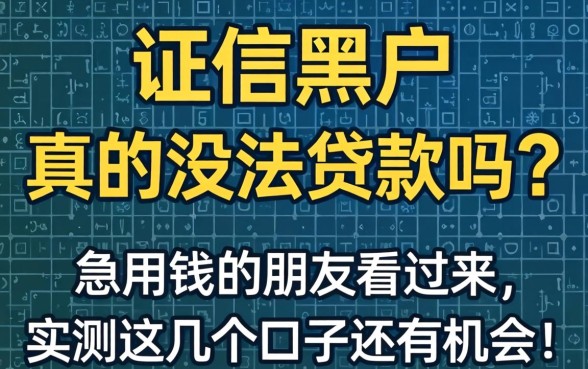 征信黑户真的没法贷款吗？急用钱的朋友看过来，实测这几个口子还有机会！
