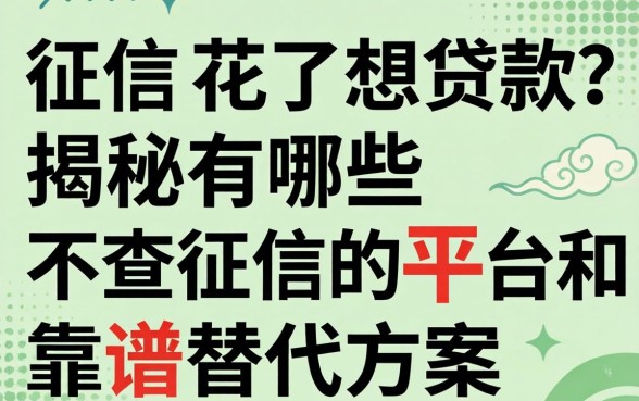 征信花了想贷款？揭秘有哪些不查征信的平台和靠谱替代方案