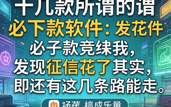 我试了十几款所谓的必下款软件,发现征信花了其实还有这几条路能走