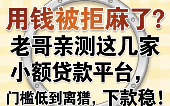 急用钱被拒麻了？老哥亲测这几家小额贷款平台，门槛低到离谱，下款稳！