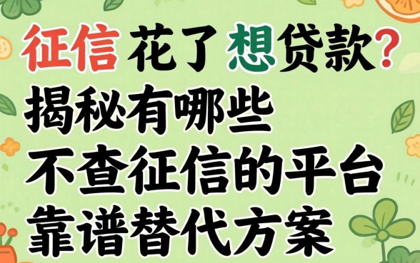 征信花了想贷款？揭秘有哪些不查征信的平台和靠谱替代方案