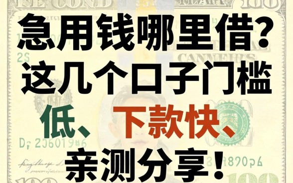 急用钱哪里借？这几个口子门槛低、下款快，亲测分享！