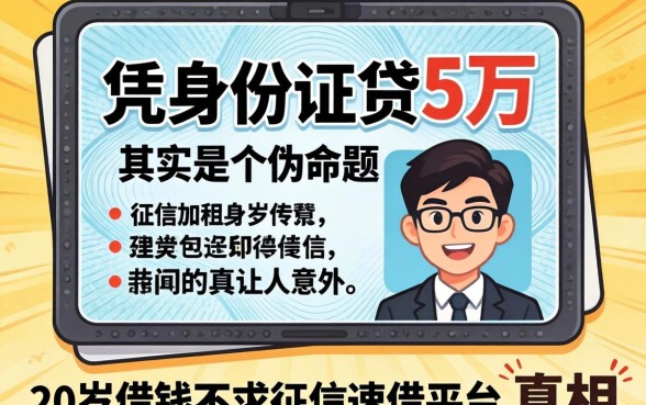 我翻遍全网发现，凭身份证贷5万其实是个伪命题，20岁借钱不求征信速借平台的真相让人意外