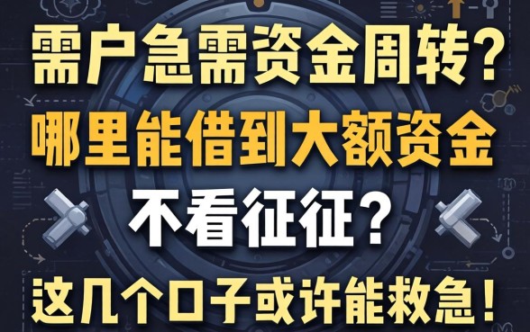 征信黑户急需资金周转？哪里能借到大额资金不看征信？这几个口子或许能救急！