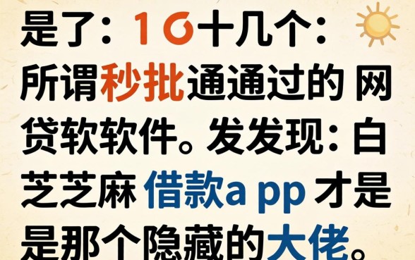 我试了十几个所谓秒批通过的网贷软件，发现白芝麻借款app才是那个隐藏的大佬