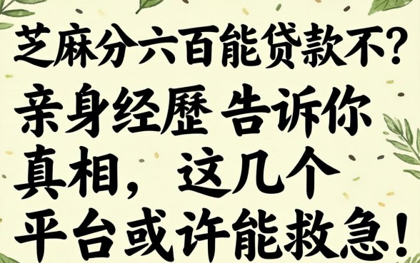 芝麻分六百能贷款不？亲身经历告诉你真相，这几个平台或许能救急！