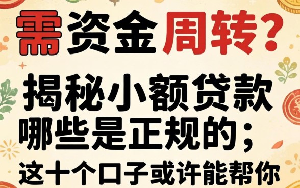 急需资金周转？揭秘小额贷款哪些是正规的，这十个口子或许能帮你