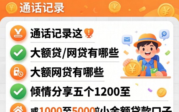 不查通话记录的大额网贷有哪些，倾情分享五个1000至5000的小额贷款口子