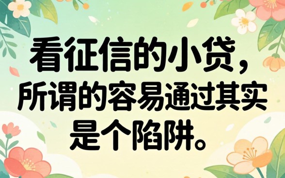 我试了那些不看征信的小贷，发现所谓的容易通过其实是个陷阱