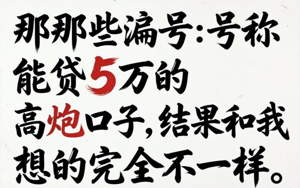 我试了那些号称能贷5万的高炮口子,结果和我想的完全不一样