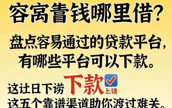 急需用钱哪里借？盘点容易通过的贷款平台有哪些平台可以下款，这五个靠谱渠道助你渡过难关