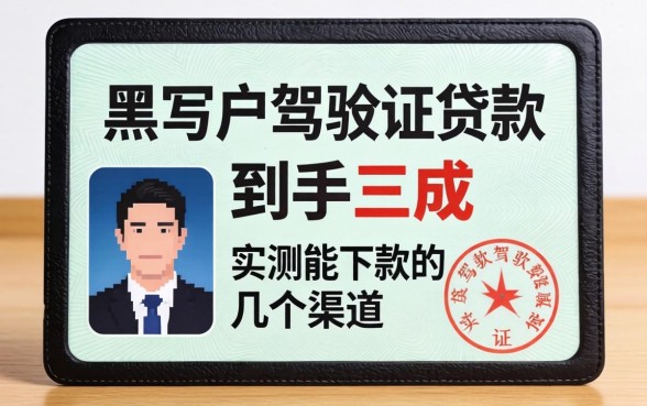 黑户驾驶证贷款到手三成，实测能下款的几个渠道