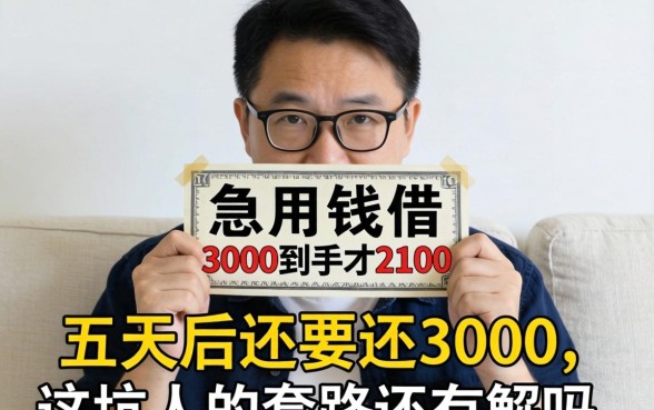 急用钱借3000到手才2100，五天后还要还3000，这坑人的套路还有解吗？