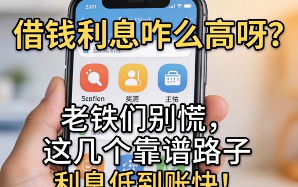 手机借钱利息咋那么高呀？老铁们别慌，这几个靠谱路子利息低到账快！