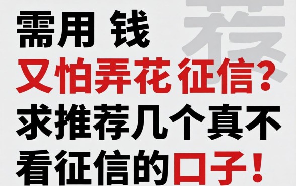 急需用钱又怕弄花征信？求推荐几个真不看征信的口子！