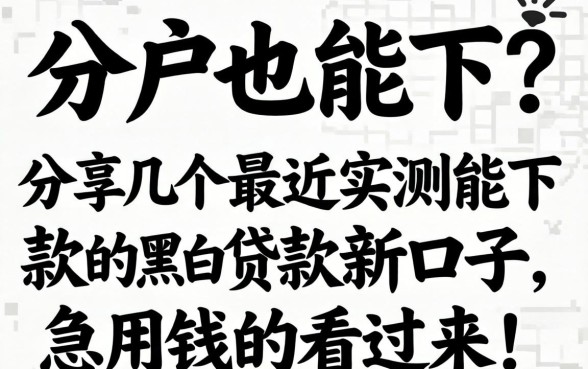 黑户也能下？分享几个最近实测能下款的黑白贷款新口子，急用钱的看过来！