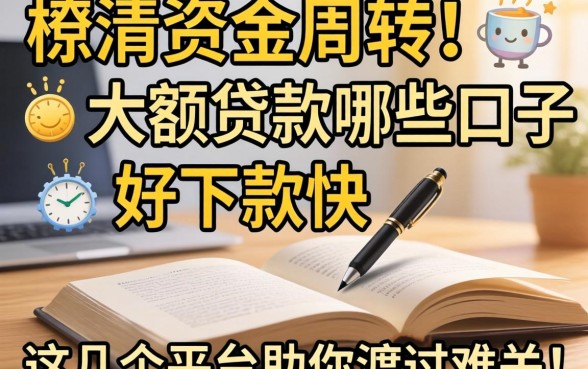 急需资金周转？大额贷款哪些口子好下款快，这几个平台助你渡过难关！