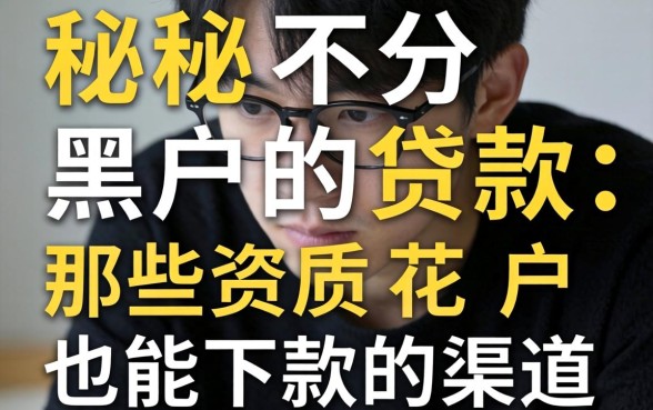 揭秘不分黑户的贷款：那些资质花户也能下款的渠道