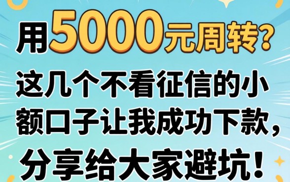 急用5000元周转？这几个不看征信的小额口子让我成功下款，分享给大家避坑！