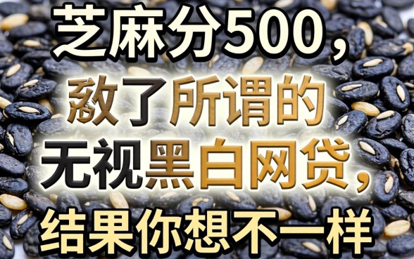 我芝麻分500试了所谓的无视黑白网贷，结果和你想的不一样