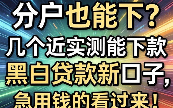 黑户也能下？分享几个最近实测能下款的黑白贷款新口子，急用钱的看过来！