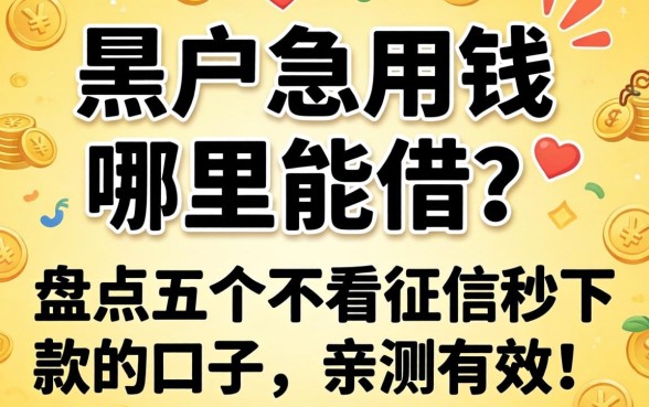 黑户急用钱哪里能借？盘点五个不看征信秒下款的口子，亲测有效！