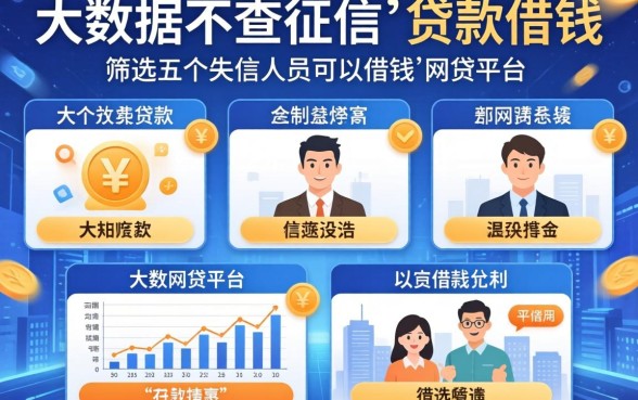 不看大数据不查征信的贷款，筛选五个失信人员可以借钱的网贷平台