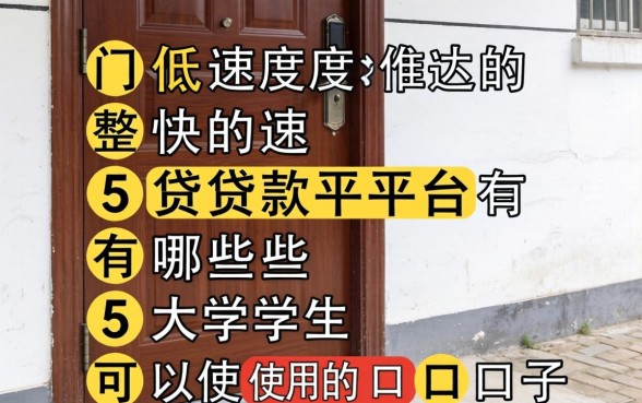 门槛低速度快的贷款平台有哪些，整理五个大学生可以使用的口子