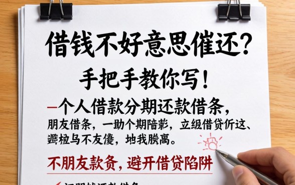 朋友借钱不好意思催还？手把手教你写个人借款分期还款借条，避开借贷陷阱！