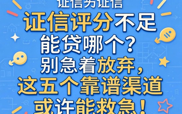 征信评分不足能贷哪个？别急着放弃，这五个靠谱渠道或许能救急！