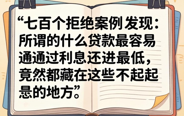 我翻了上百个被拒的案例，发现所谓的什么贷款最容易通过利息还最低，竟然都藏在这些不起眼的地方
