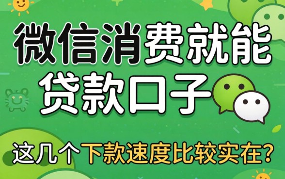 看微信消费就能贷款的口子，这几个下款速度比较实在