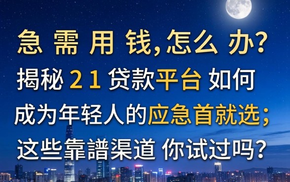 深夜急需用钱怎么办?揭秘21贷款平台如何成为年轻人的应急首选,这些靠谱渠道你试过吗?