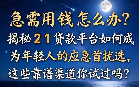 深夜急需用钱怎么办?揭秘21贷款平台如何成为年轻人的应急首选,这些靠谱渠道你试过吗?