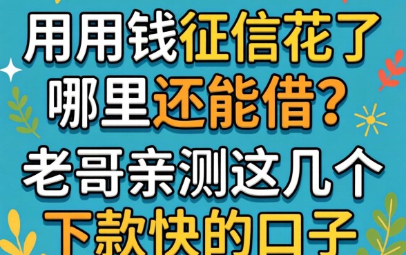 急用钱征信花了哪里还能借？老哥亲测这几个下款快的口子分享