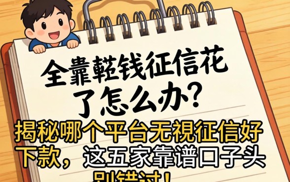 急需用钱征信花了怎么办？揭秘哪个平台无视征信好下款，这五家靠谱口子别错过！