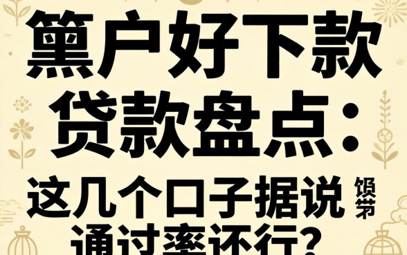 黑户好下款的贷款盘点:这几个口子据说通过率还行