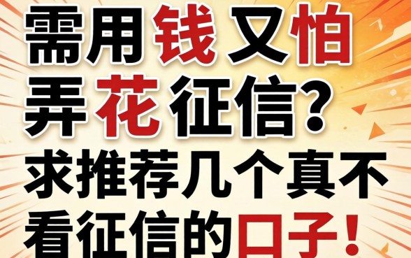 急需用钱又怕弄花征信？求推荐几个真不看征信的口子！