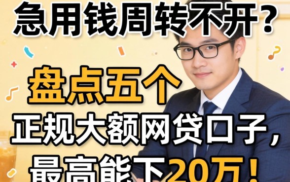 急用钱周转不开？盘点五个正规大额网贷口子，最高能下20万！